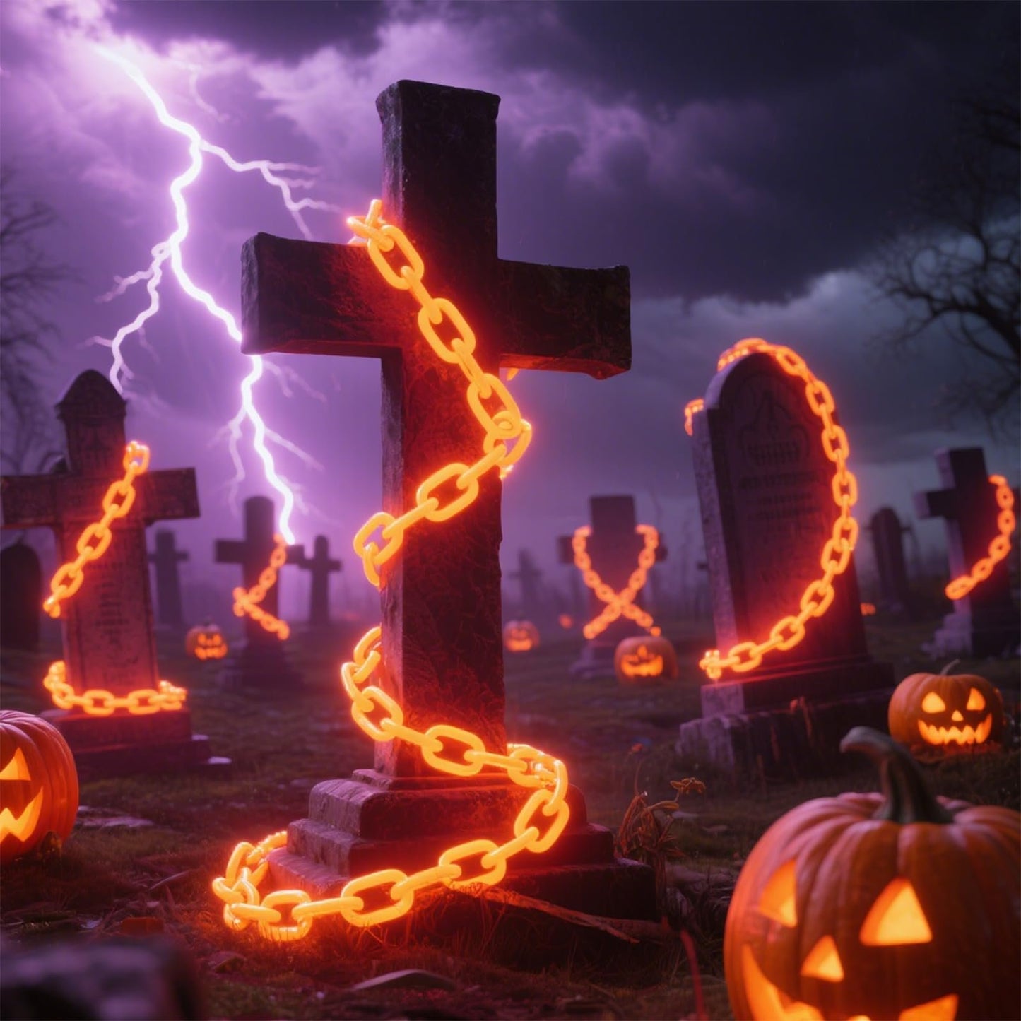 💥ON SALE💥Halloween Chain-Link String Lights, Waterproof✨🕯️