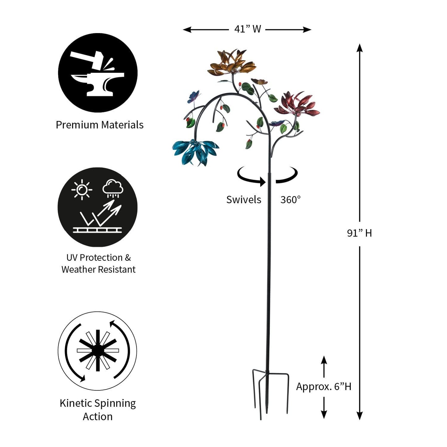 🔥Last Day 70% OFF -Beautiful Summer Multi Colored Flowers Wind Spinner-unitmotor™