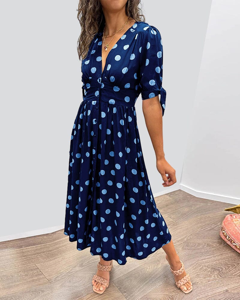 š„š·Last Day Promotion 48% OFF - šDeep V-neck polka-dot dress-unitmotorā¢