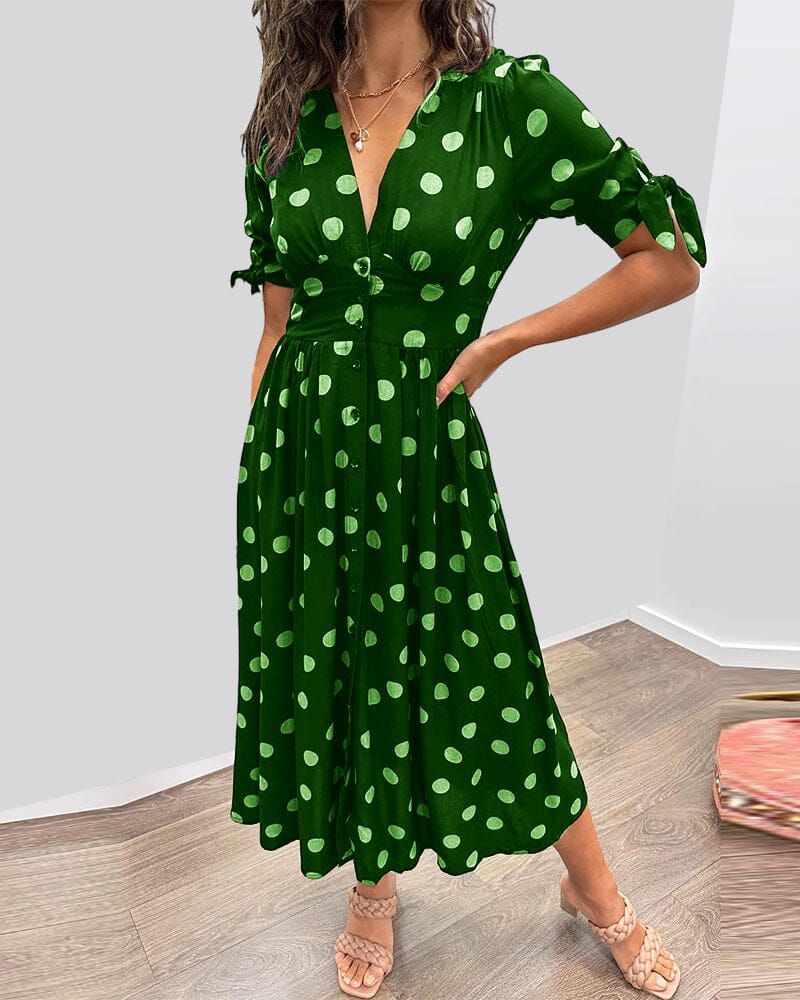 š„š·Last Day Promotion 48% OFF - šDeep V-neck polka-dot dress-unitmotorā¢