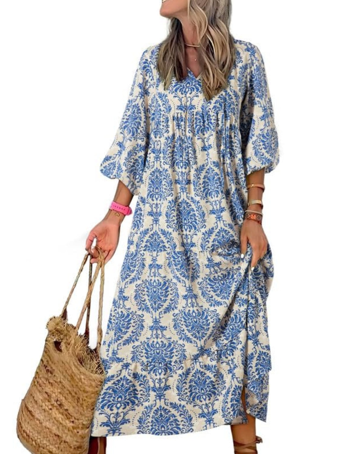 💥Special sale - Women's Puff Sleeve Floral Boho Maxi Dress