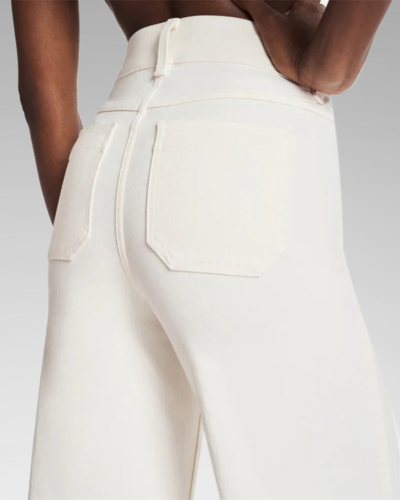 Cropped Wide-Leg Patch Pocket Jeans(Buy 2 Free Shipping)