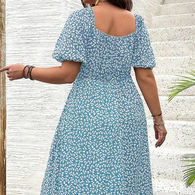 đź’—Plus Size Split Floral Print Boho Maxi Dress