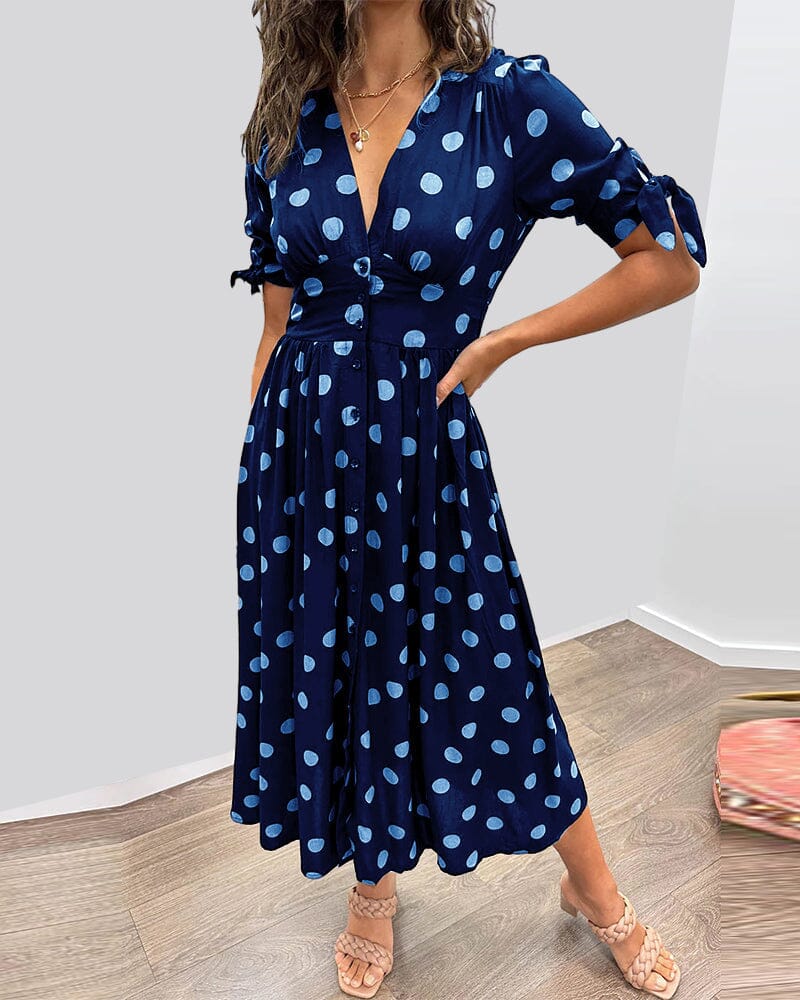 š„š·Last Day Promotion 48% OFF - šDeep V-neck polka-dot dress-unitmotorā¢