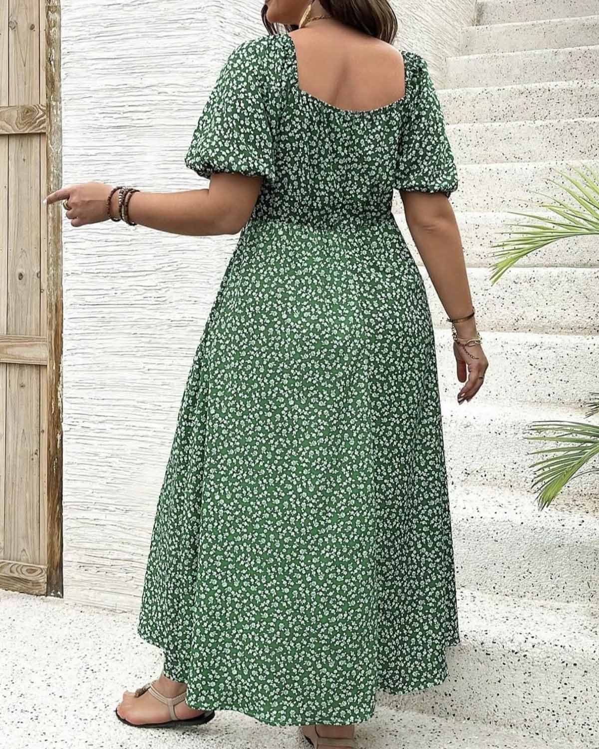 đź’—Plus Size Split Floral Print Boho Maxi Dress