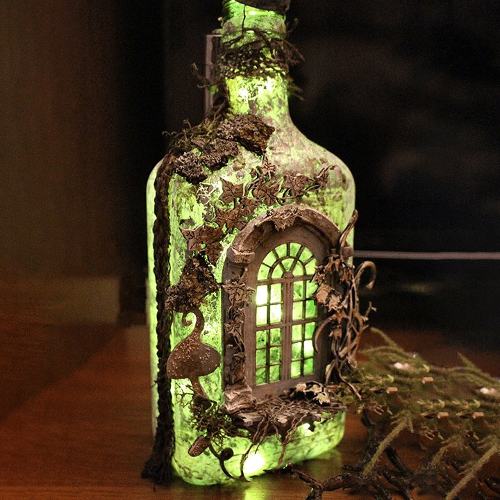 Altered Art Bottle - Mystical forest stories-unitmotor™