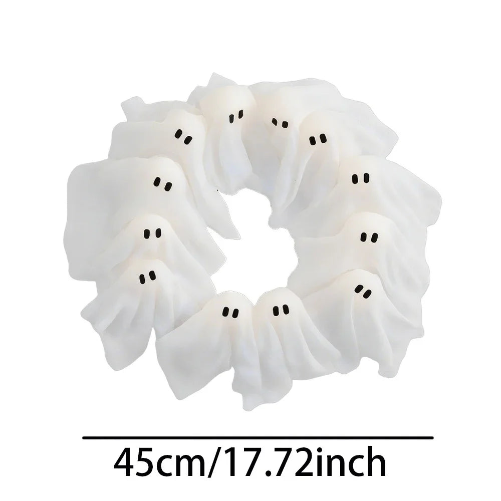LED Ghost Wreath – Light-Up Halloween Door Décor (40cm) |FREE Witchy Vibes Recipe Booklet w/ Every purchase