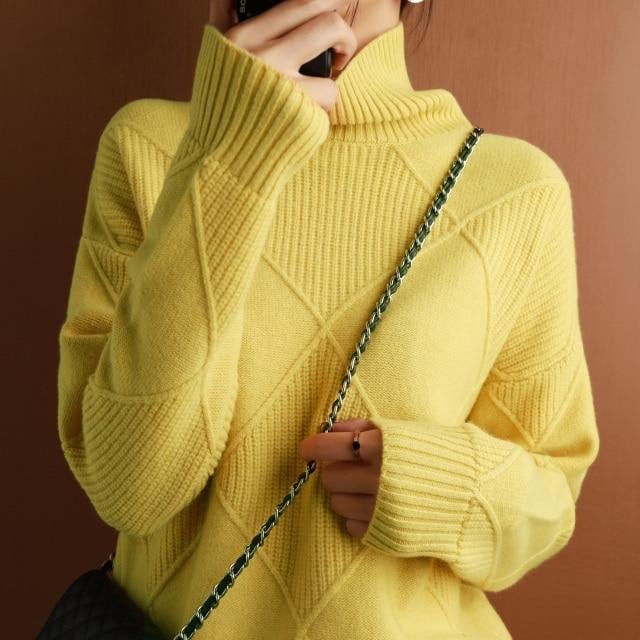 Loose Cashmere Turtleneck Sweater Cardigan-unitmotor™