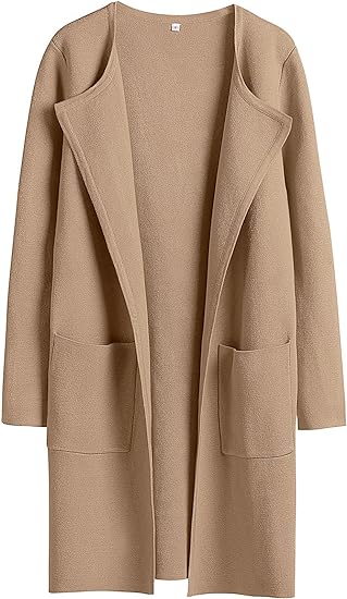 unitmotor™-Boke Womens Knit Cardigan Sweaters Oversized Open Front Long Sleeve Lapel Casual Jacket 2023 Fall Coat Dressy Coatigan