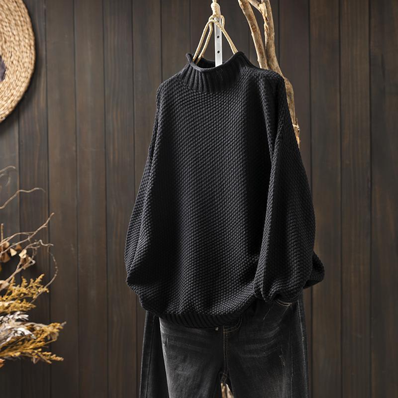 Turtleneck three-dimensional diamond knitted sweater-unitmotor™