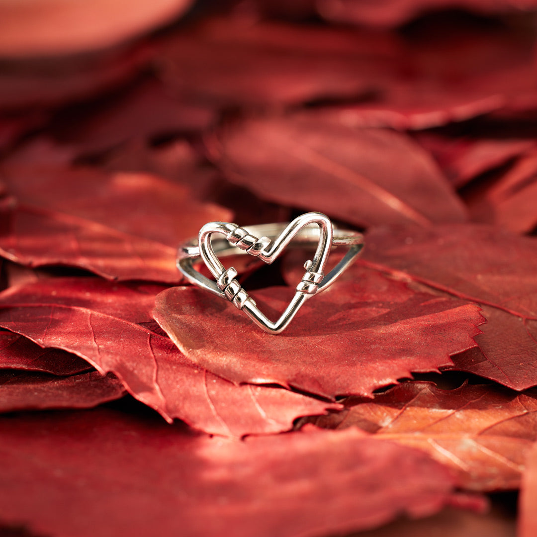 Sterling Silver Heart Wire Ring-unitmotor™