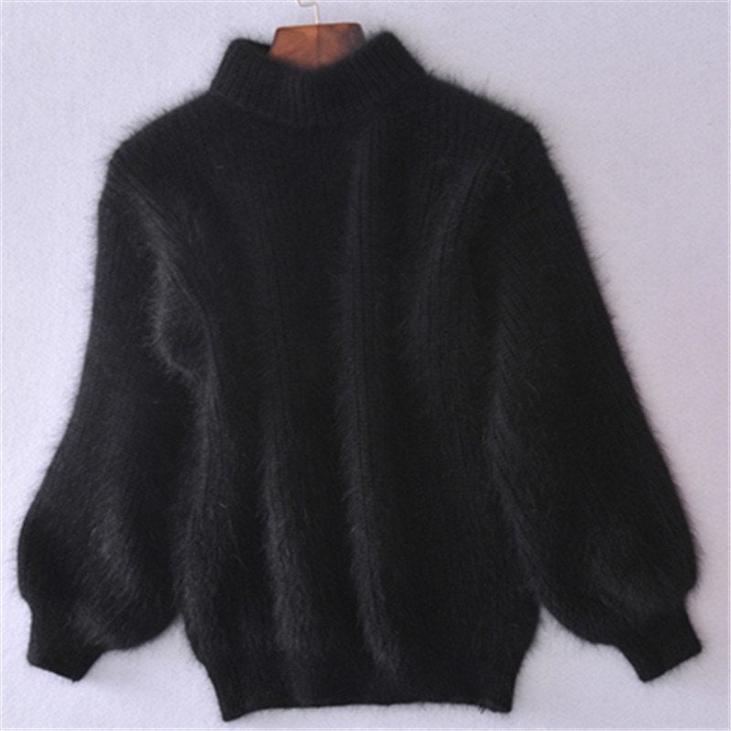 Loose Solid Color Knit Sweater - Vintage Angora Sweater-unitmotor™