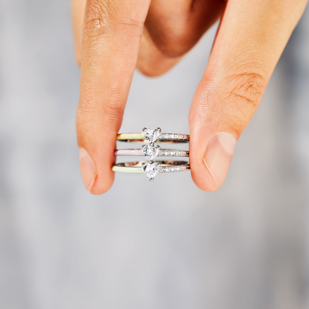 Love Me Until I'm Me Again Heart-Cut Half Enamel Ring-unitmotor™