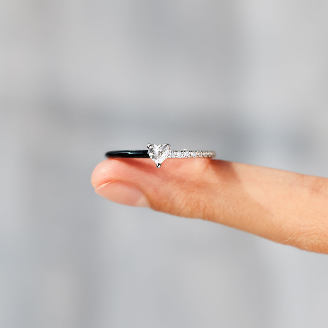 Love Me Until I'm Me Again Heart-Cut Half Enamel Ring-unitmotor™