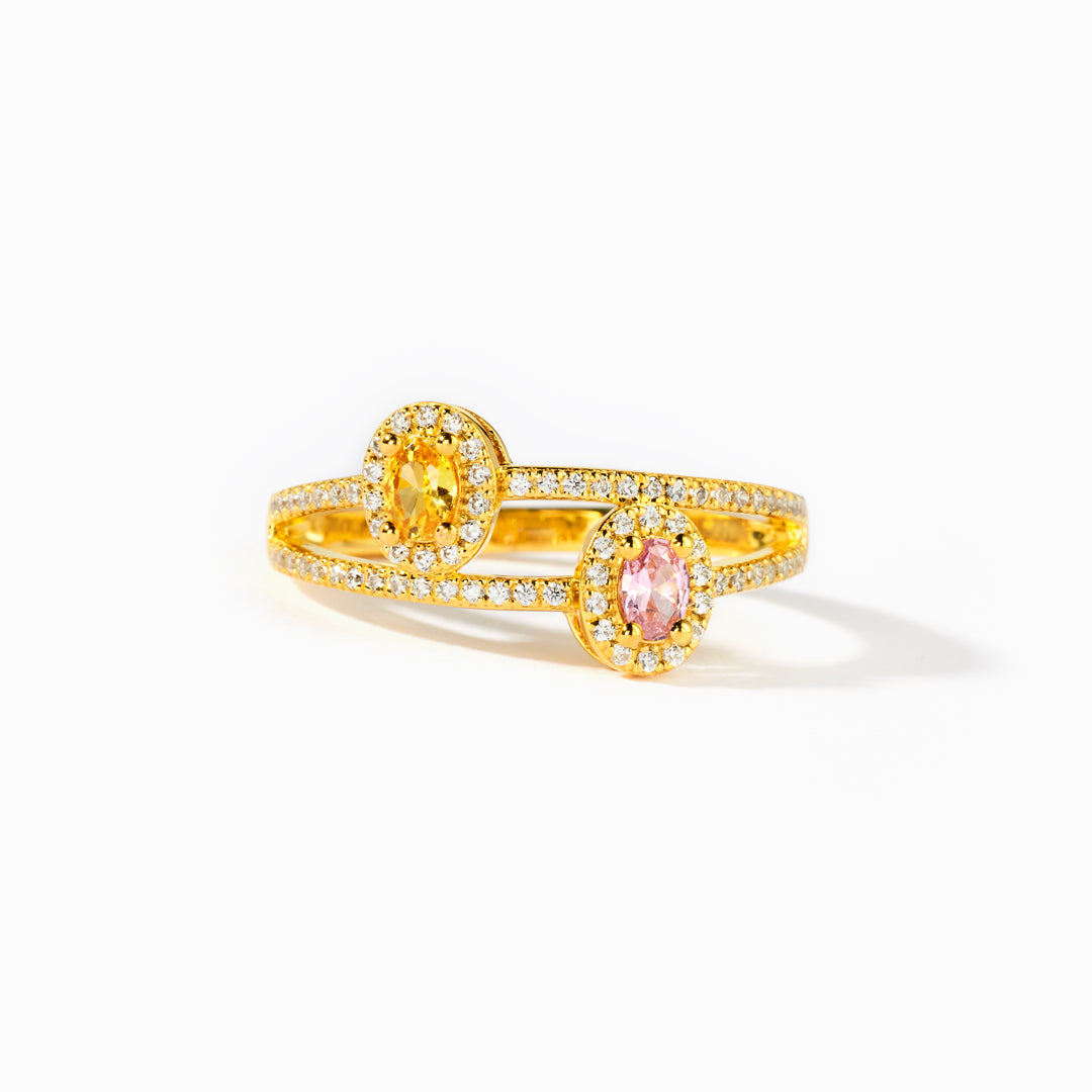 Two Birthstones Double Band Ring-unitmotor™
