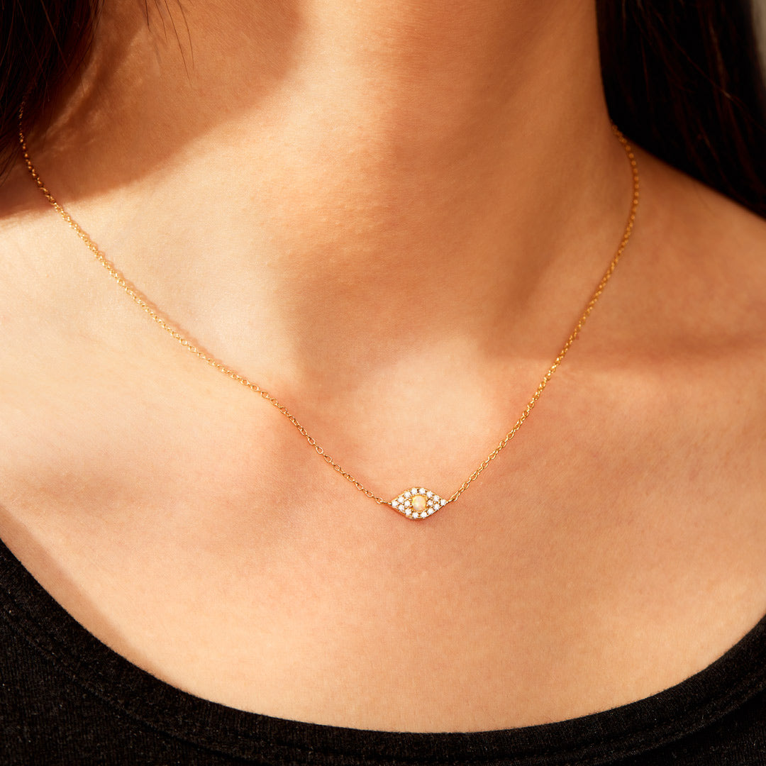 Opal Gold Evil Eye Necklace-unitmotor™