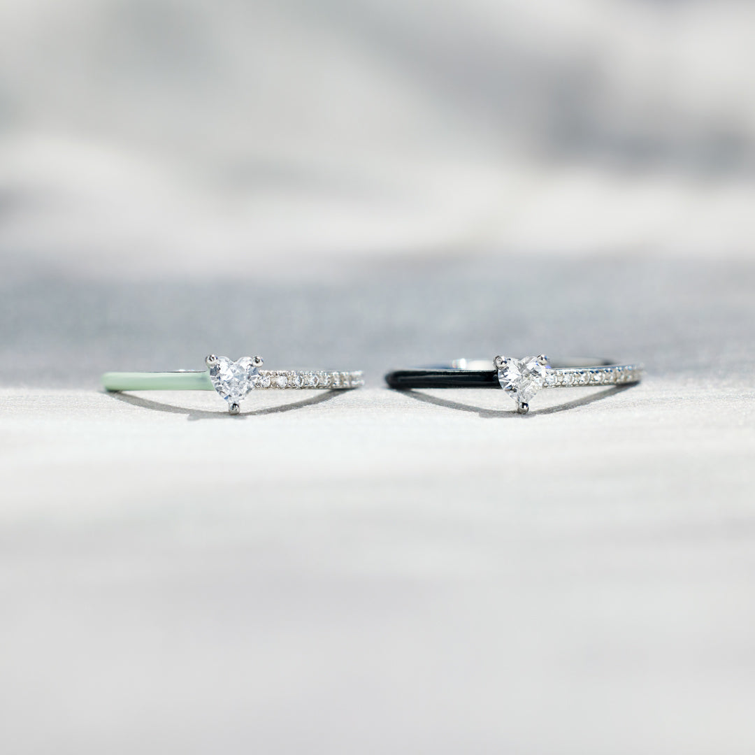 Love Me Until I'm Me Again Heart-Cut Half Enamel Ring-unitmotor™