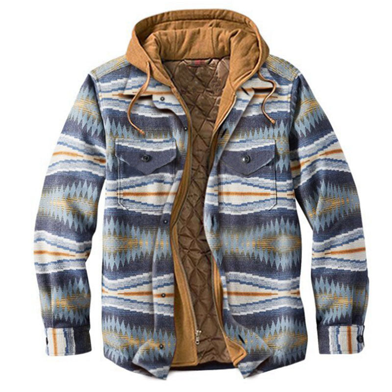 MEN'S CASUAL OUTDOOR THICK PLAID FASHION WIND HOODED-unitmotor™