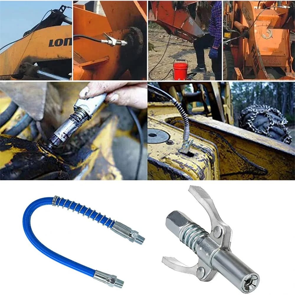 🎁2024 New Year Hot Sale🎁Strong Lock on Grease Couplers with Spring Flex Hose-unitmotor™