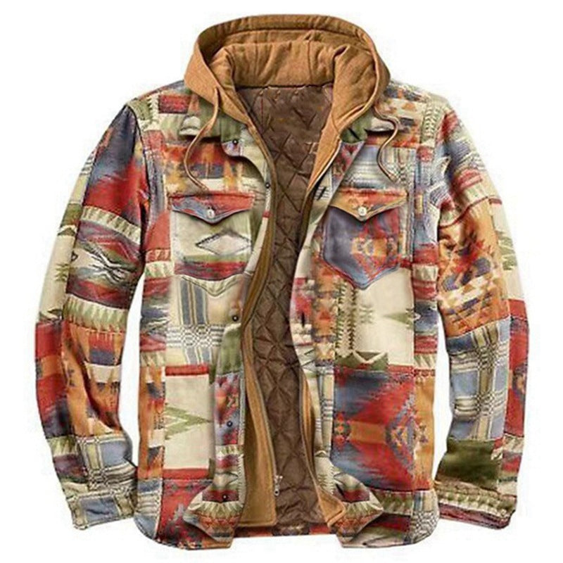 MEN'S CASUAL OUTDOOR THICK PLAID FASHION WIND HOODED-unitmotor™
