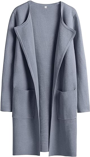 unitmotor™-Boke Womens Knit Cardigan Sweaters Oversized Open Front Long Sleeve Lapel Casual Jacket 2023 Fall Coat Dressy Coatigan