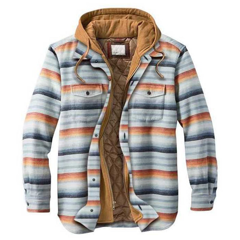 MEN'S CASUAL OUTDOOR THICK PLAID FASHION WIND HOODED-unitmotor™