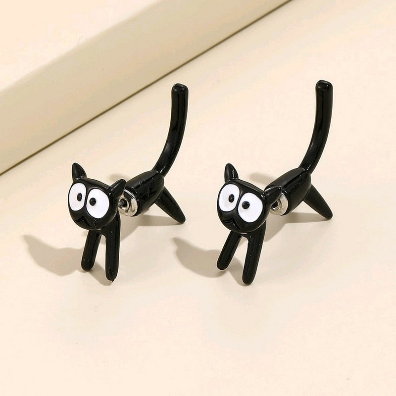2023 New Funny Small Black Cat Earring for Women Girl Fashion Cute Animal Earrings Fashion Party Jewelry Gifts Wholesale-unitmotor™