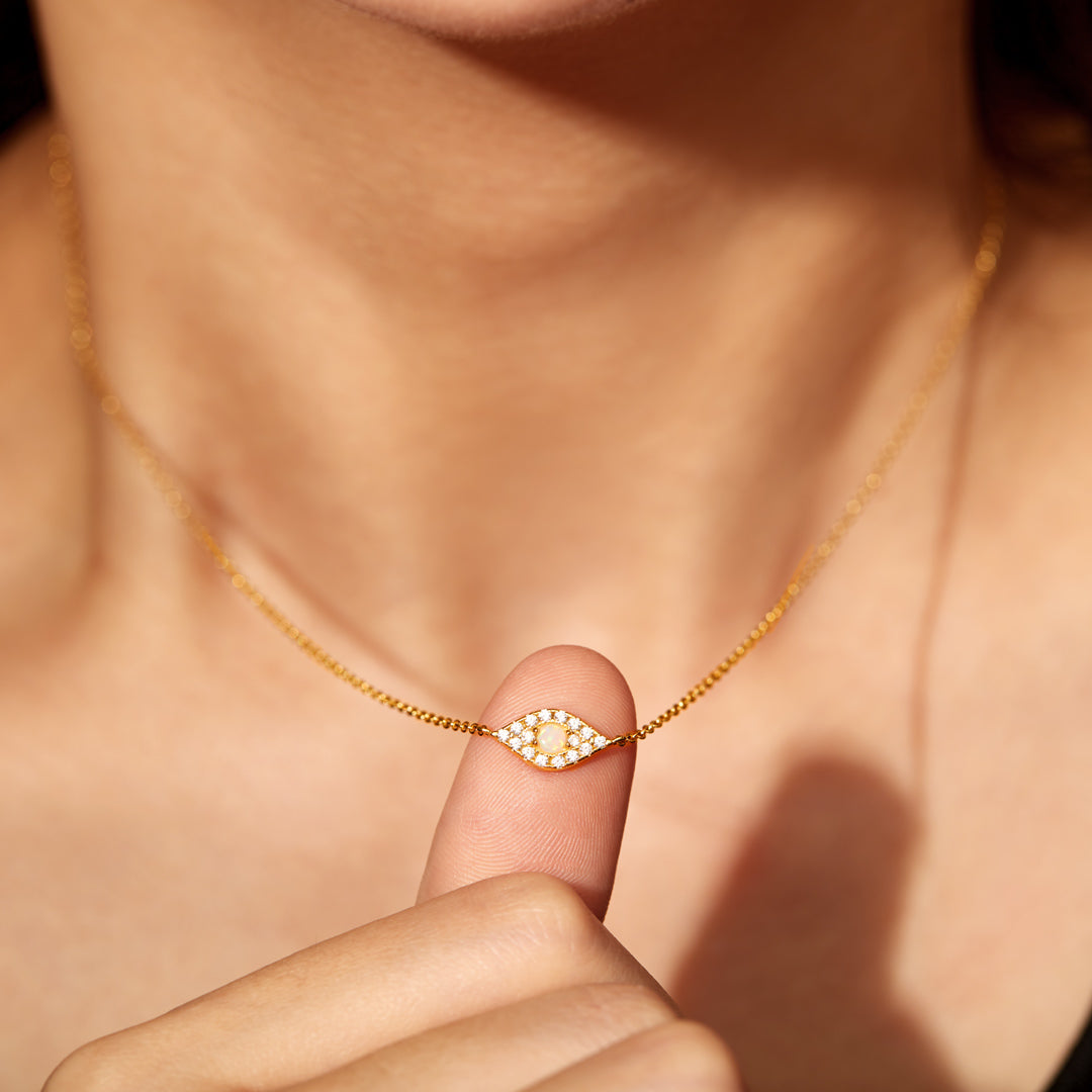 Opal Gold Evil Eye Necklace-unitmotor™