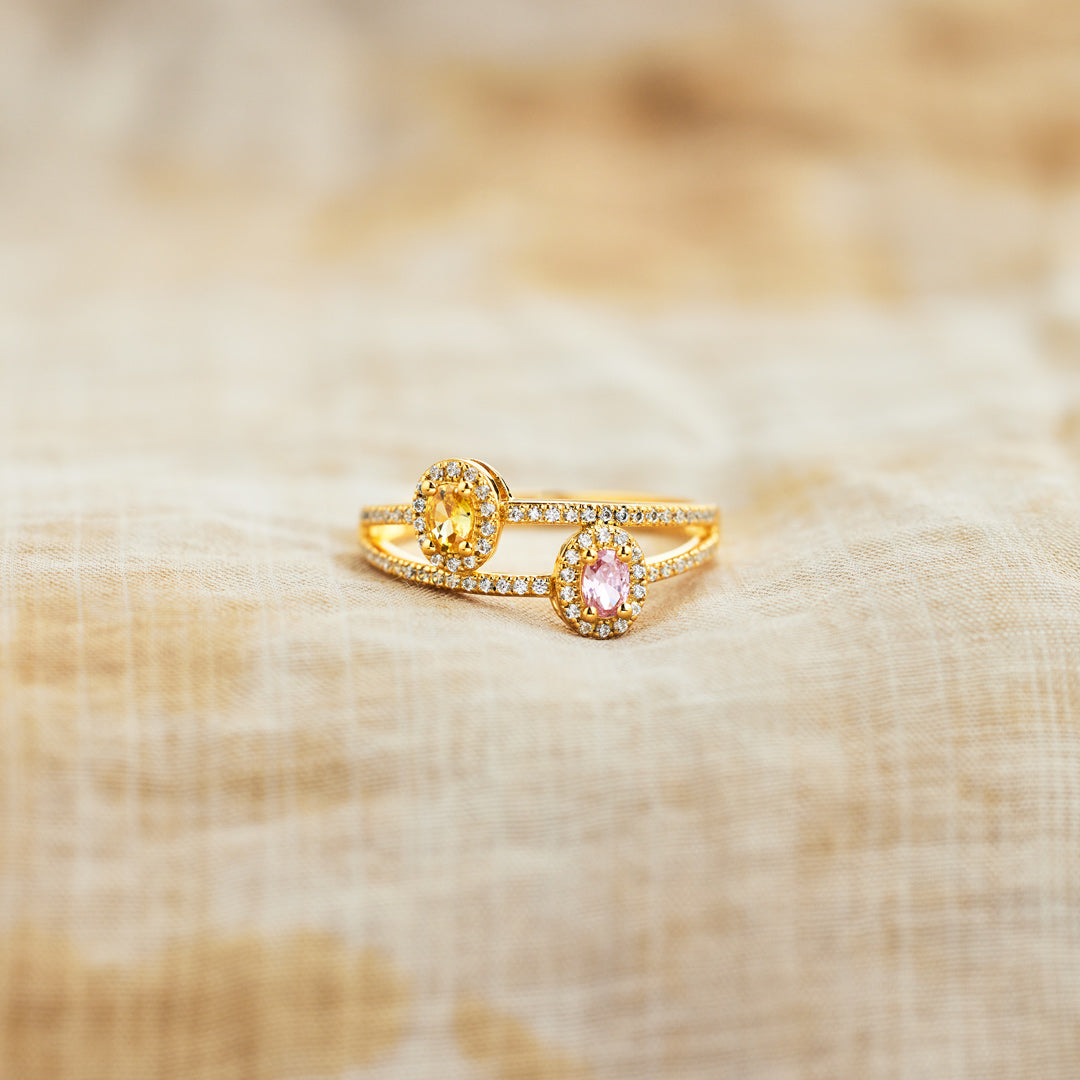 Two Birthstones Double Band Ring-unitmotor™