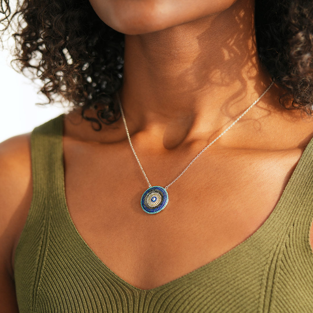 Round Disc Evil Eye Necklace-unitmotor™
