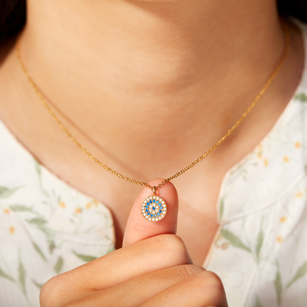 Evil Eye Disc Pendant Necklace-unitmotor™