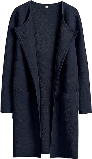 unitmotor™-Boke Womens Knit Cardigan Sweaters Oversized Open Front Long Sleeve Lapel Casual Jacket 2023 Fall Coat Dressy Coatigan