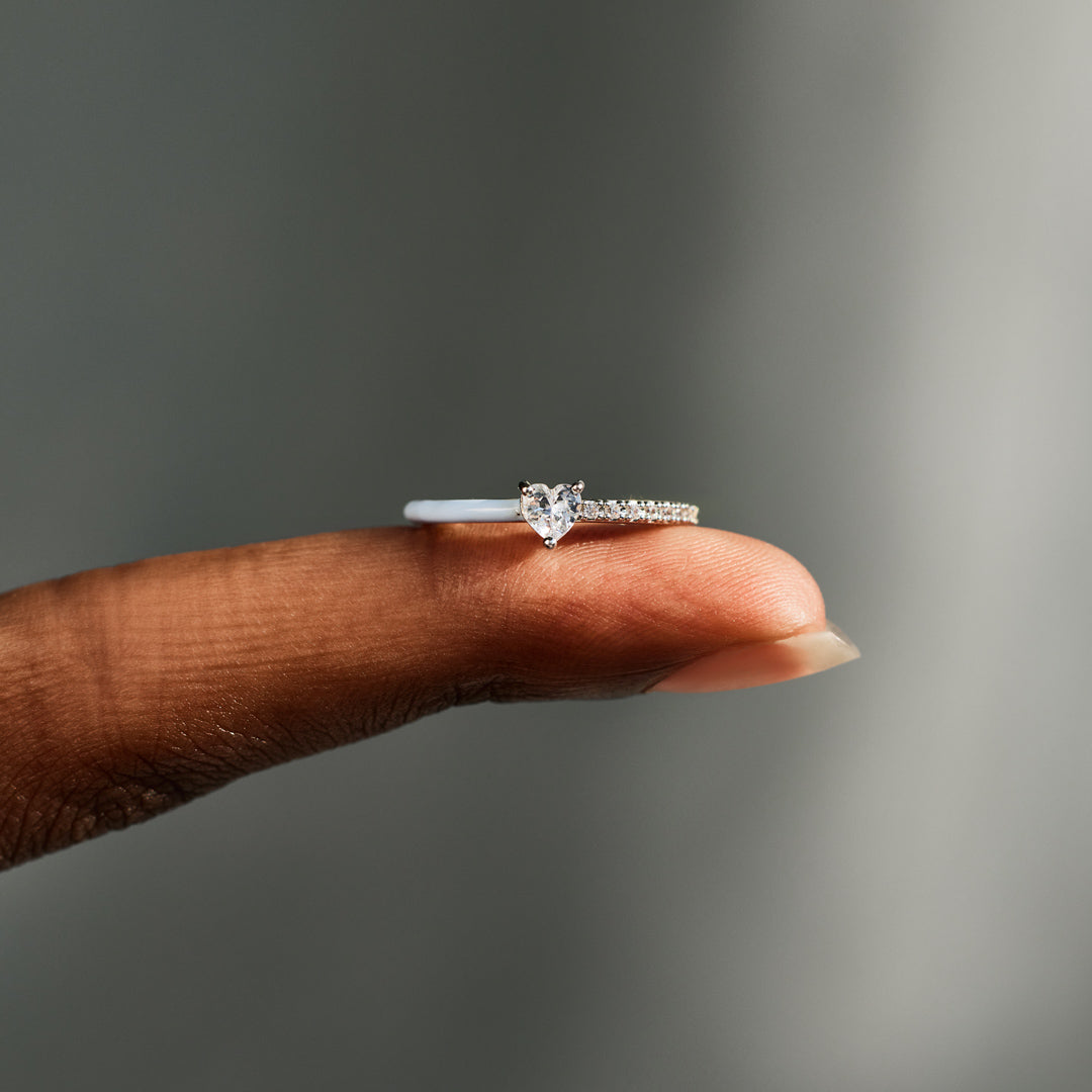 Love Me Until I'm Me Again Heart-Cut Half Enamel Ring-unitmotor™