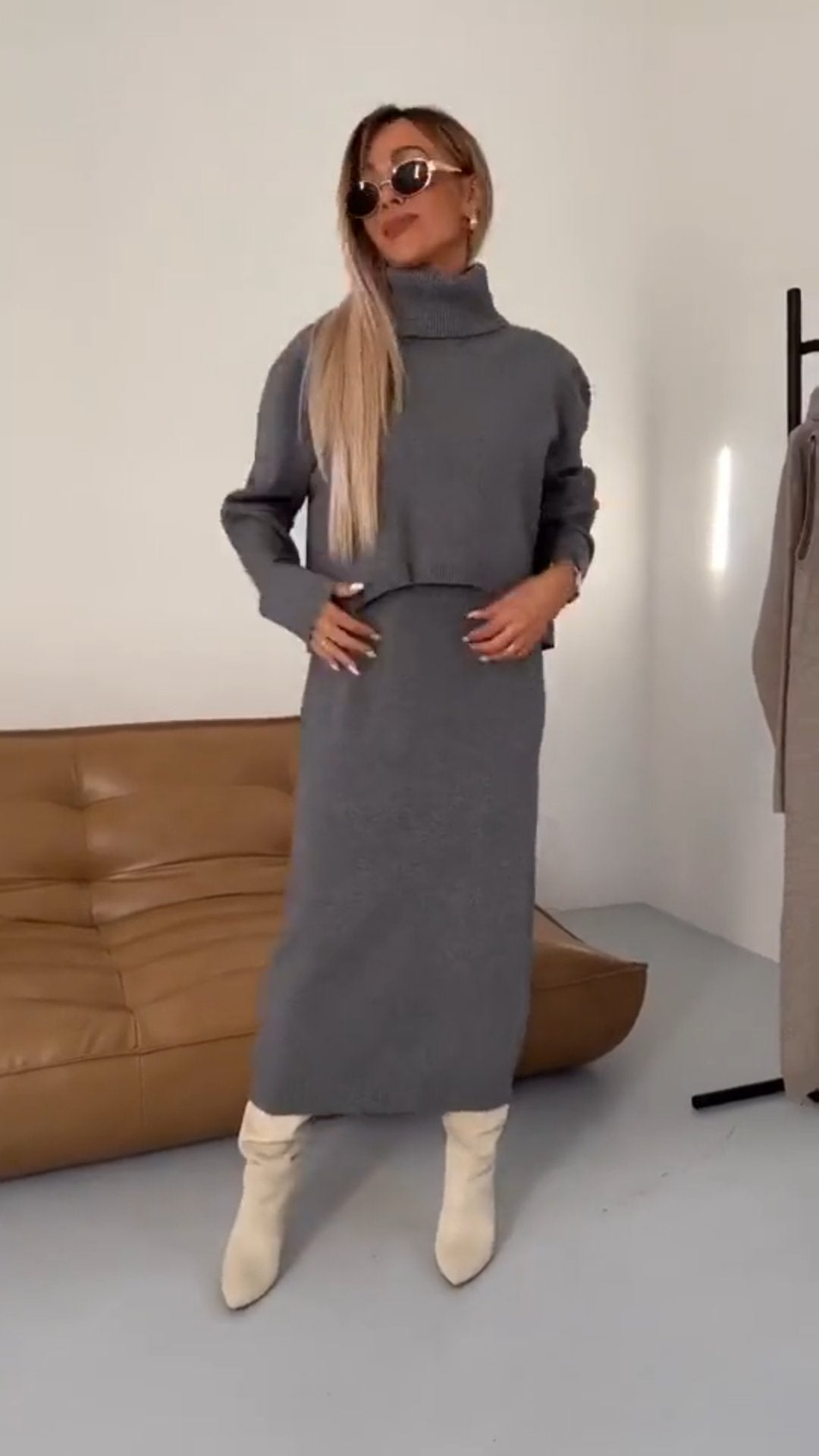 🔥Buy 2 Free Shipping🔥Dress and Turtle Neck Sweater Set-unitmotor™