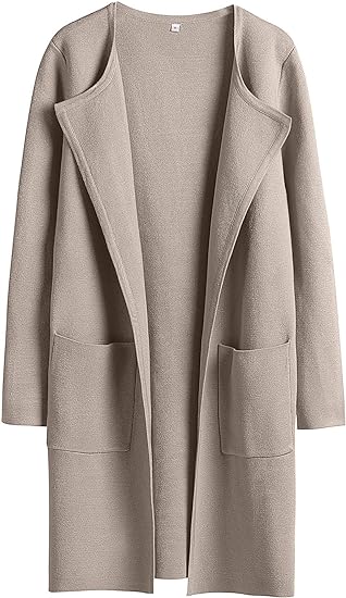 unitmotor™-Boke Womens Knit Cardigan Sweaters Oversized Open Front Long Sleeve Lapel Casual Jacket 2023 Fall Coat Dressy Coatigan
