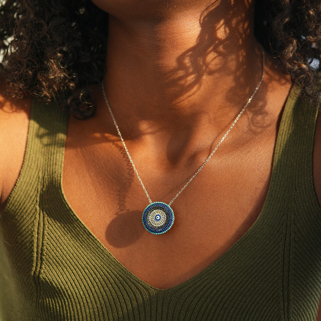 Round Disc Evil Eye Necklace-unitmotor™