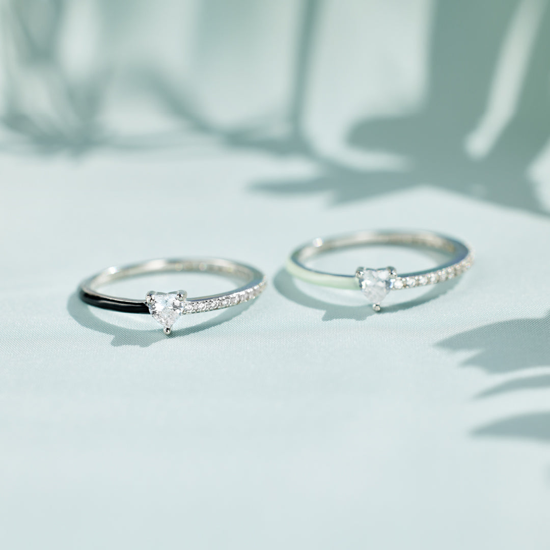 Love Me Until I'm Me Again Heart-Cut Half Enamel Ring-unitmotor™