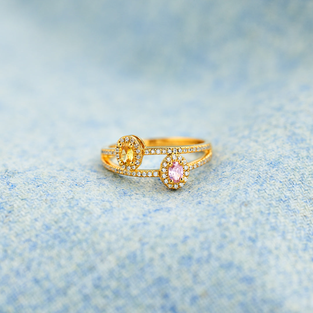 Two Birthstones Double Band Ring-unitmotor™