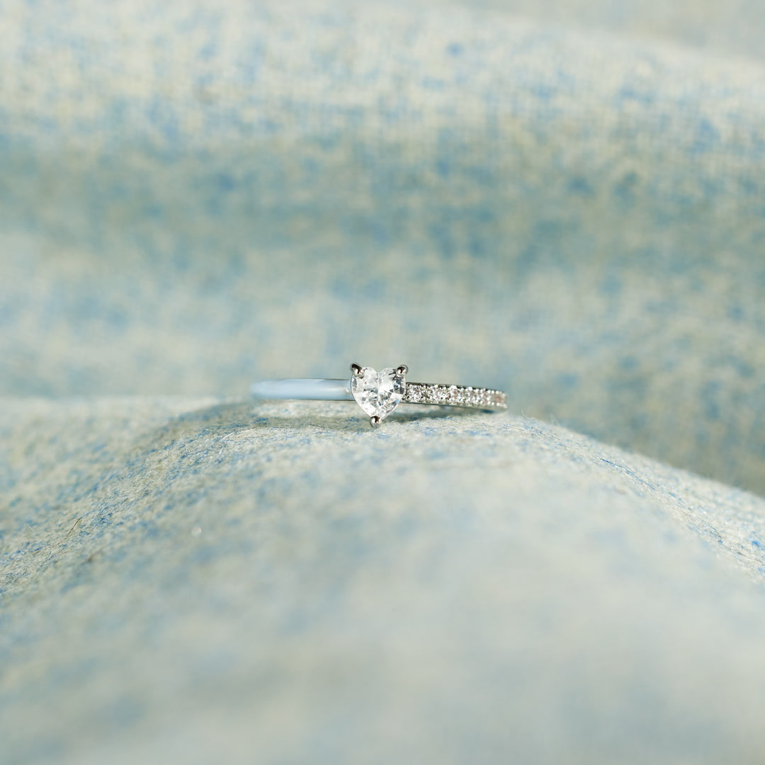 Love Me Until I'm Me Again Heart-Cut Half Enamel Ring-unitmotor™