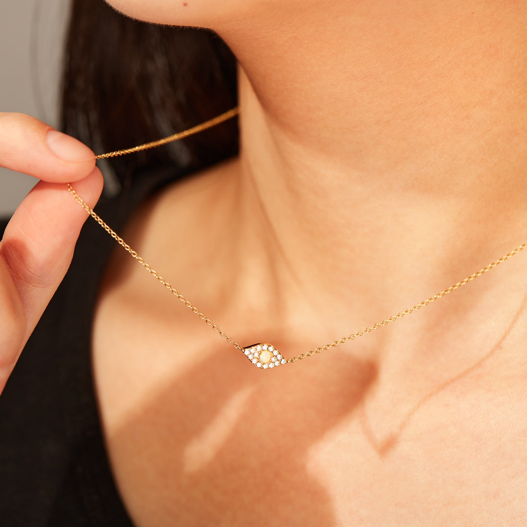 Opal Gold Evil Eye Necklace-unitmotor™