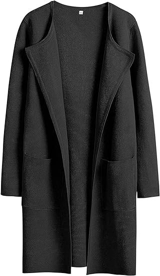 unitmotor™-Boke Womens Knit Cardigan Sweaters Oversized Open Front Long Sleeve Lapel Casual Jacket 2023 Fall Coat Dressy Coatigan
