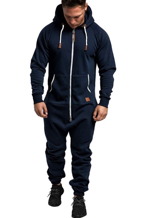 Hooded Fleece Solid Color Jumpsuit-unitmotor™