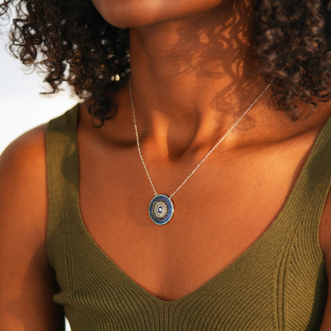 Round Disc Evil Eye Necklace-unitmotor™