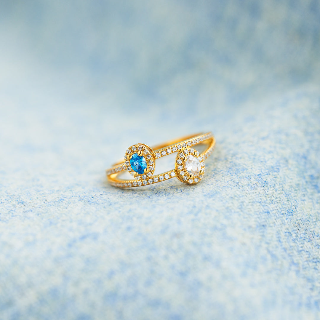 Two Birthstones Double Band Ring-unitmotor™