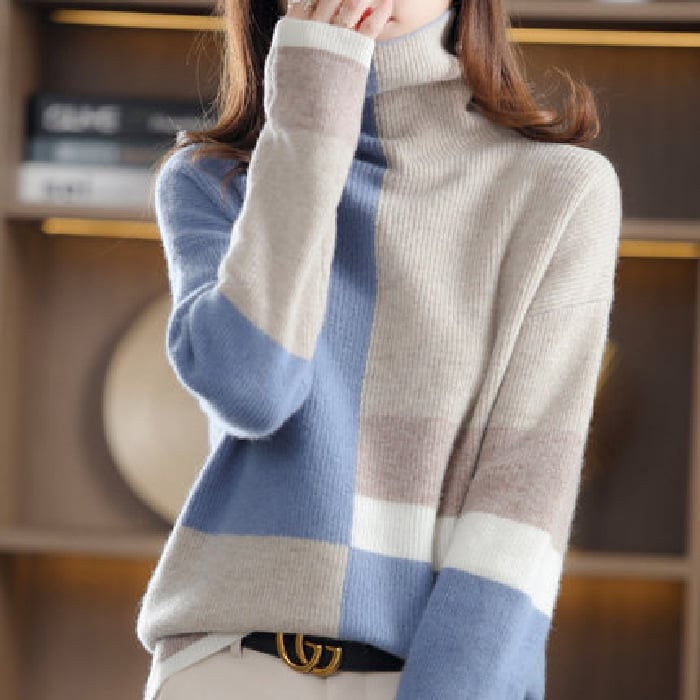 Women's High Neck Wool Sweater-unitmotor™