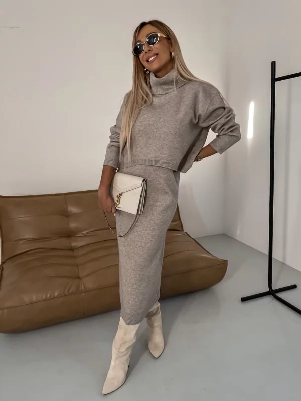 🔥Buy 2 Free Shipping🔥Dress and Turtle Neck Sweater Set-unitmotor™