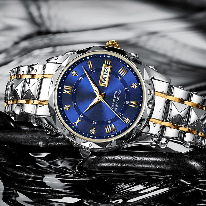Waterproof Luminous Stainless Steel Two-tone Quartz Men's Watch-unitmotor™