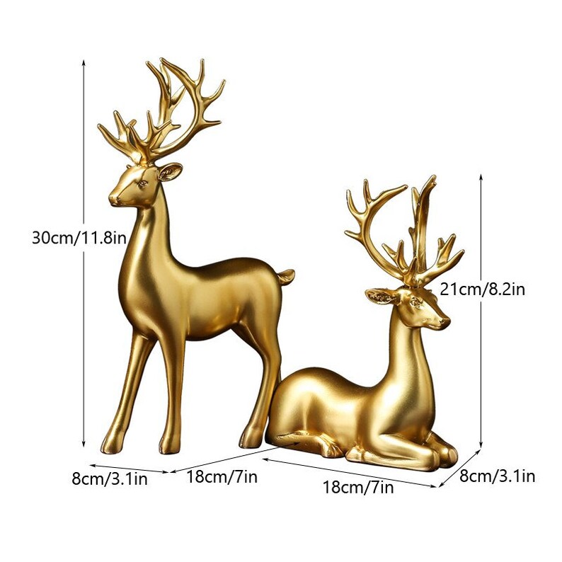unitmotorā¢-š¦Golden Couple Deer FigurinesāØ