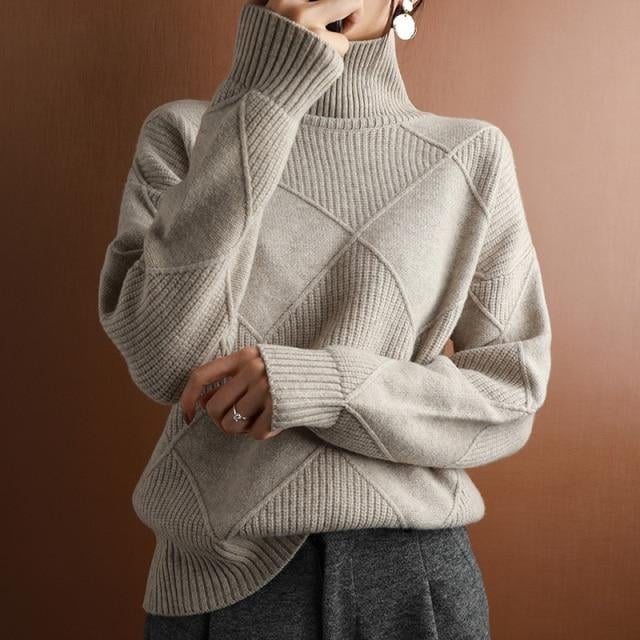 Loose Cashmere Turtleneck Sweater Cardigan-unitmotor™