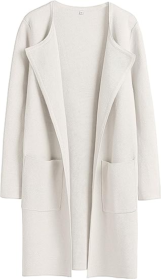 unitmotor™-Boke Womens Knit Cardigan Sweaters Oversized Open Front Long Sleeve Lapel Casual Jacket 2023 Fall Coat Dressy Coatigan